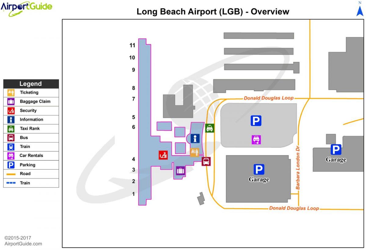 kaart van long beach luchthaven