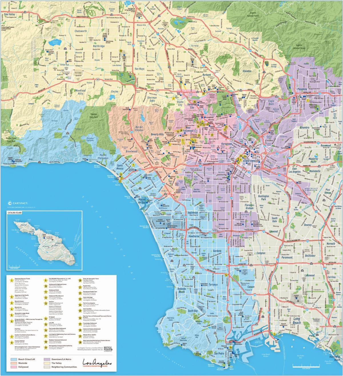 kaart van grote kaart van Los Angeles