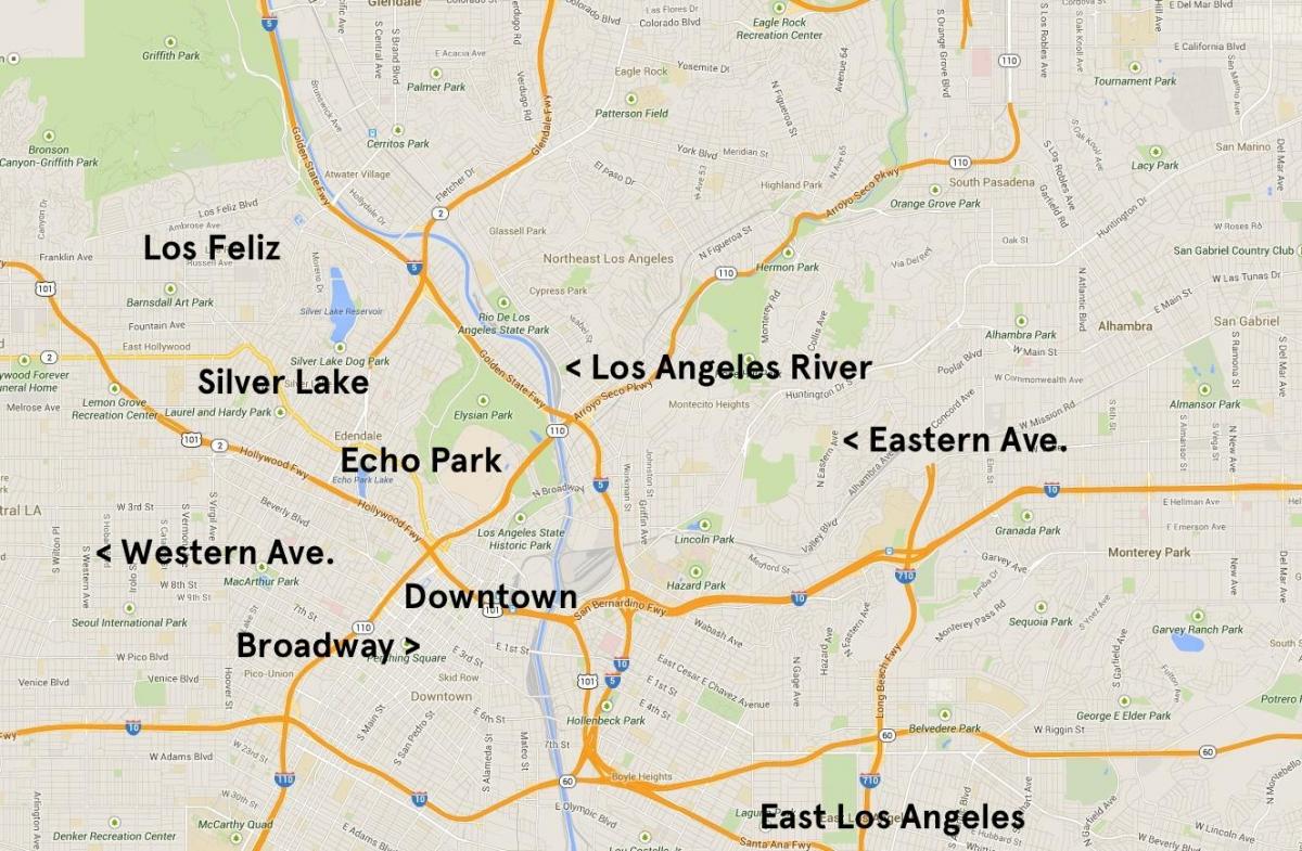 kaart van echo park in Los Angeles