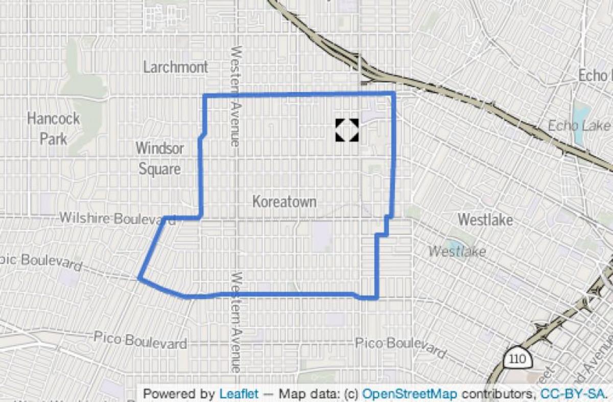 kaart van koreatown in Los Angeles