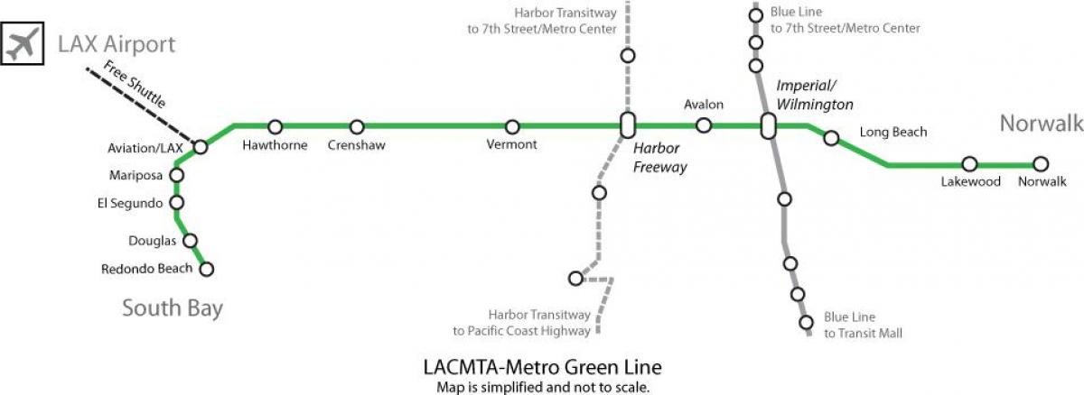 metro (groene lijn) kaart Los Angeles