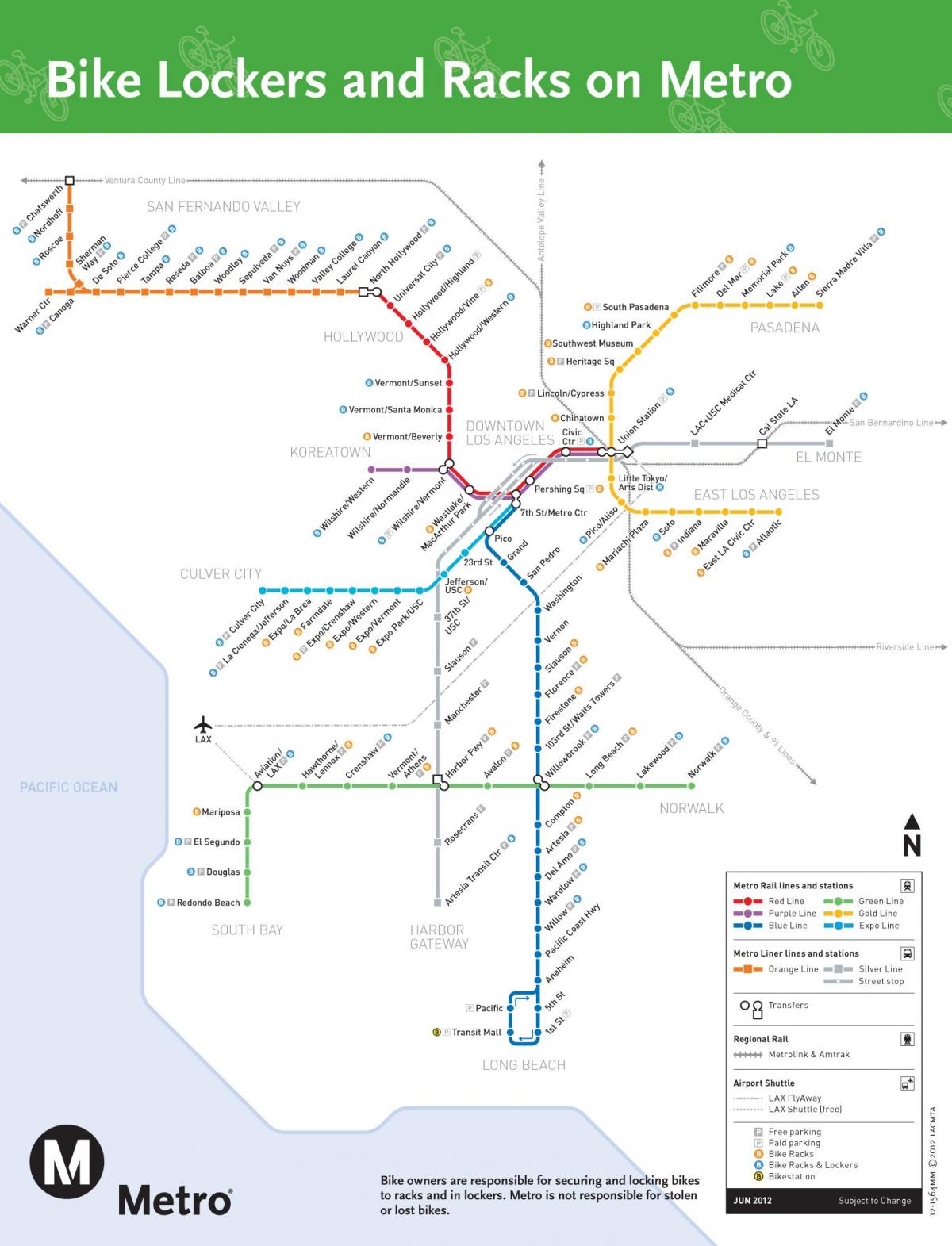 kaart van LA metro fiets