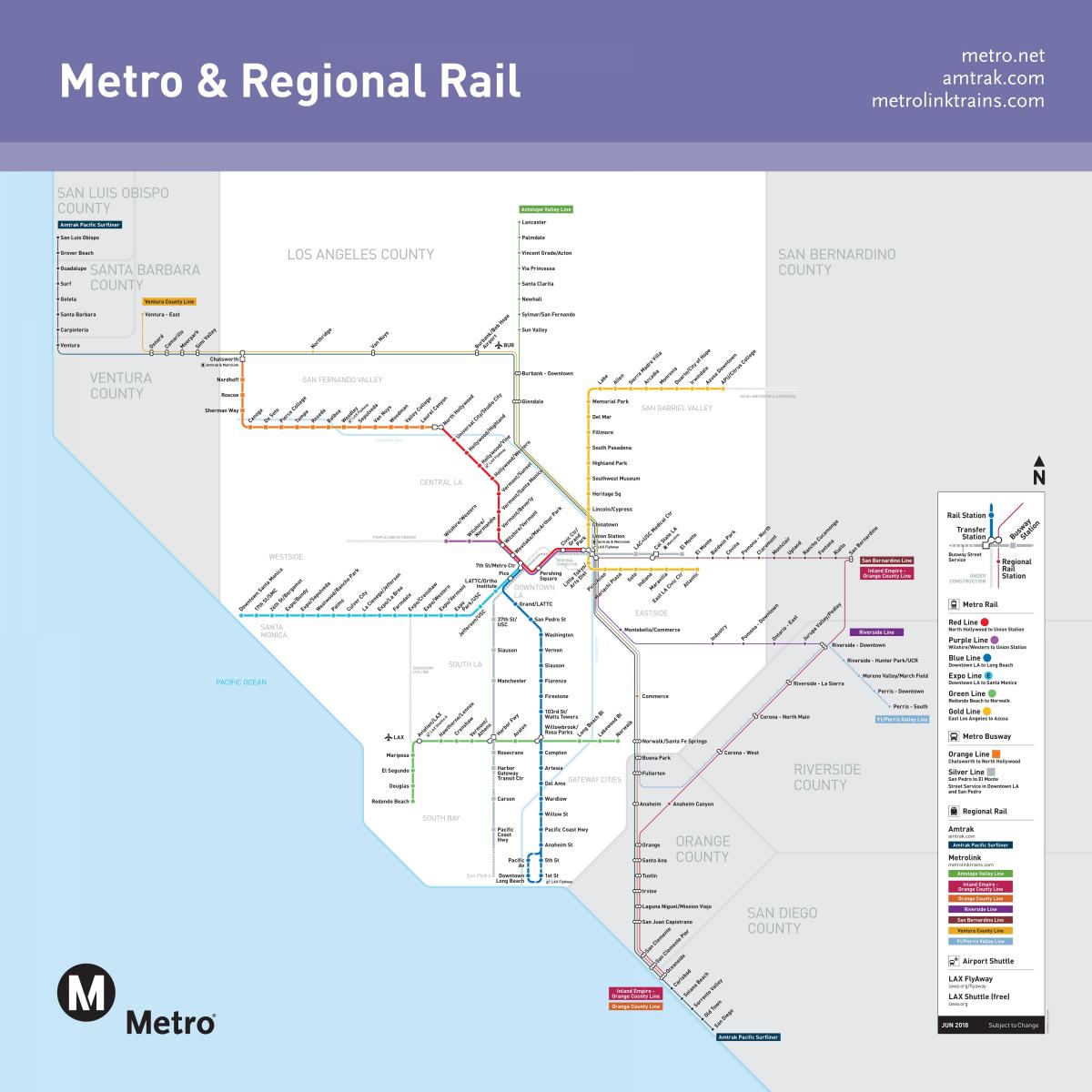 Los Angeles metro rail kaart
