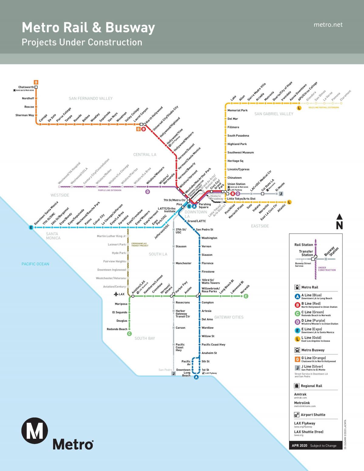 kaart van LA metro-uitbreiding 