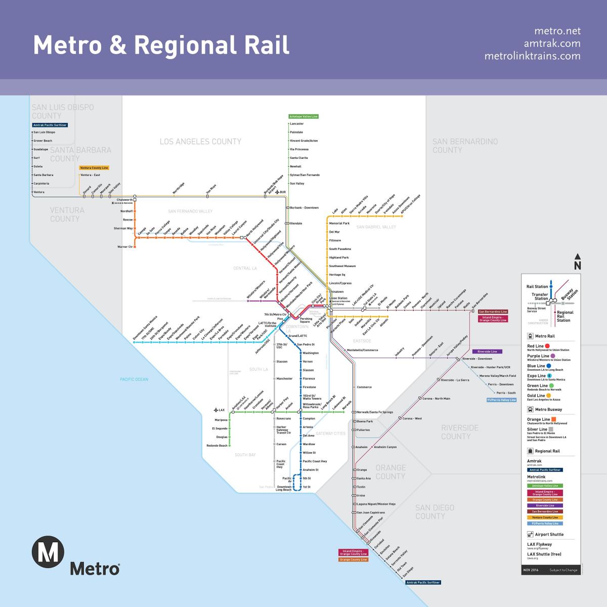 Los Angeles-rail kaart