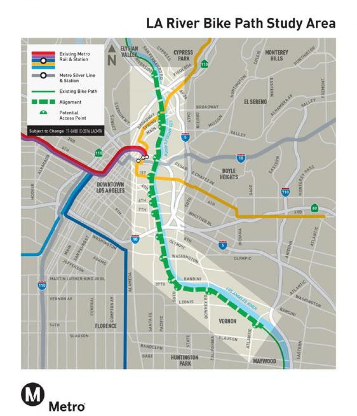 Los Angeles river fietspad kaart