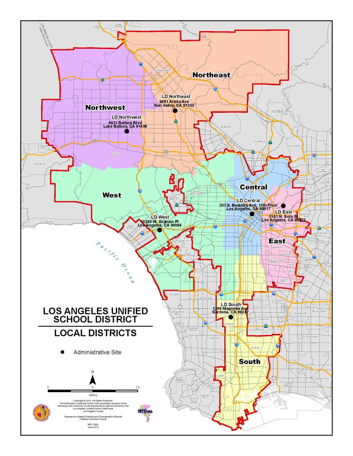 Los Angeles county school district kaart
