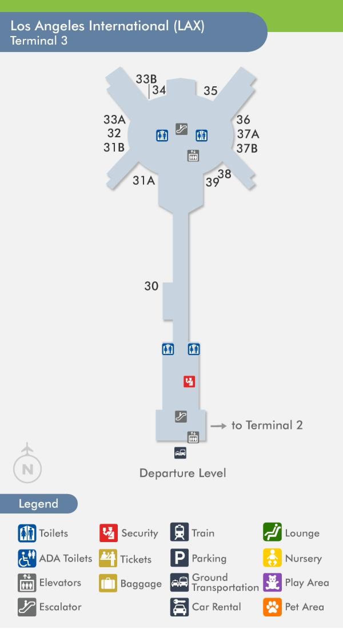 kaart van lax terminal 3