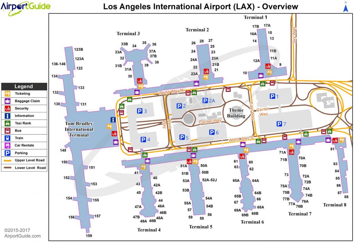 lax airport terminal kaart
