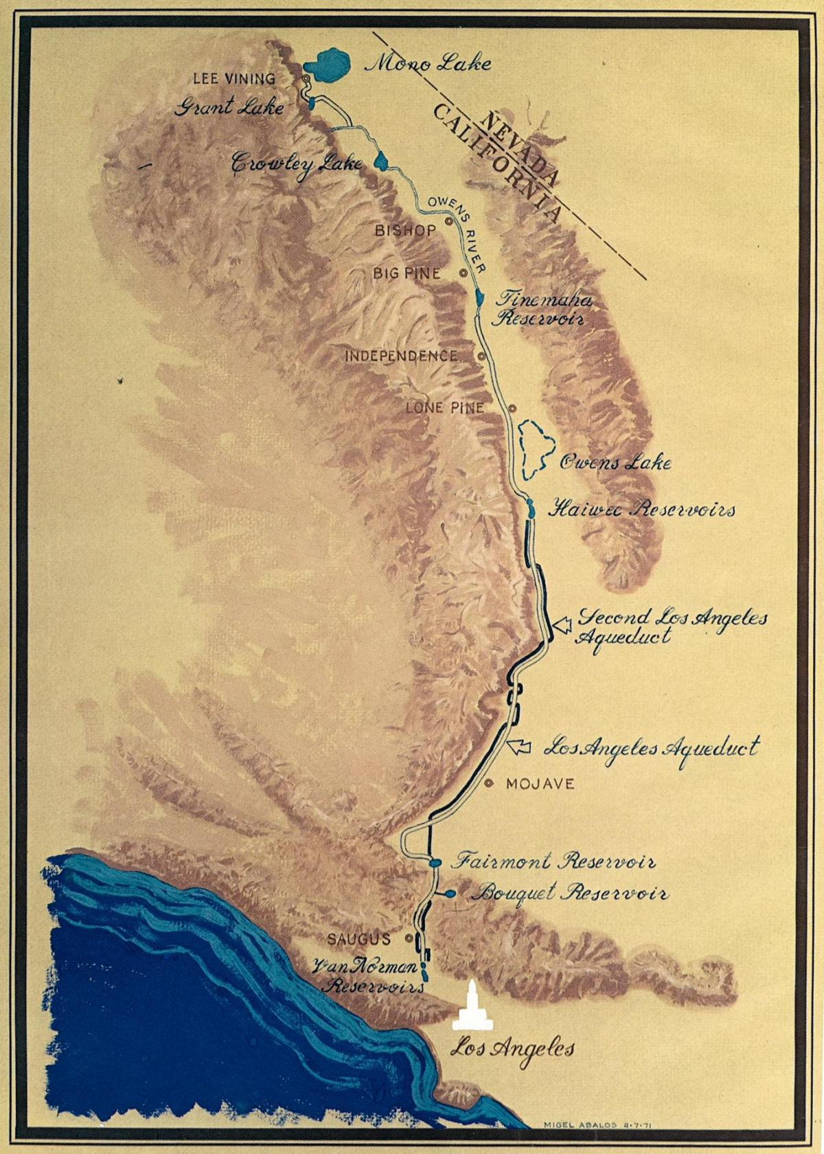 kaart van Los Angeles-aquaduct