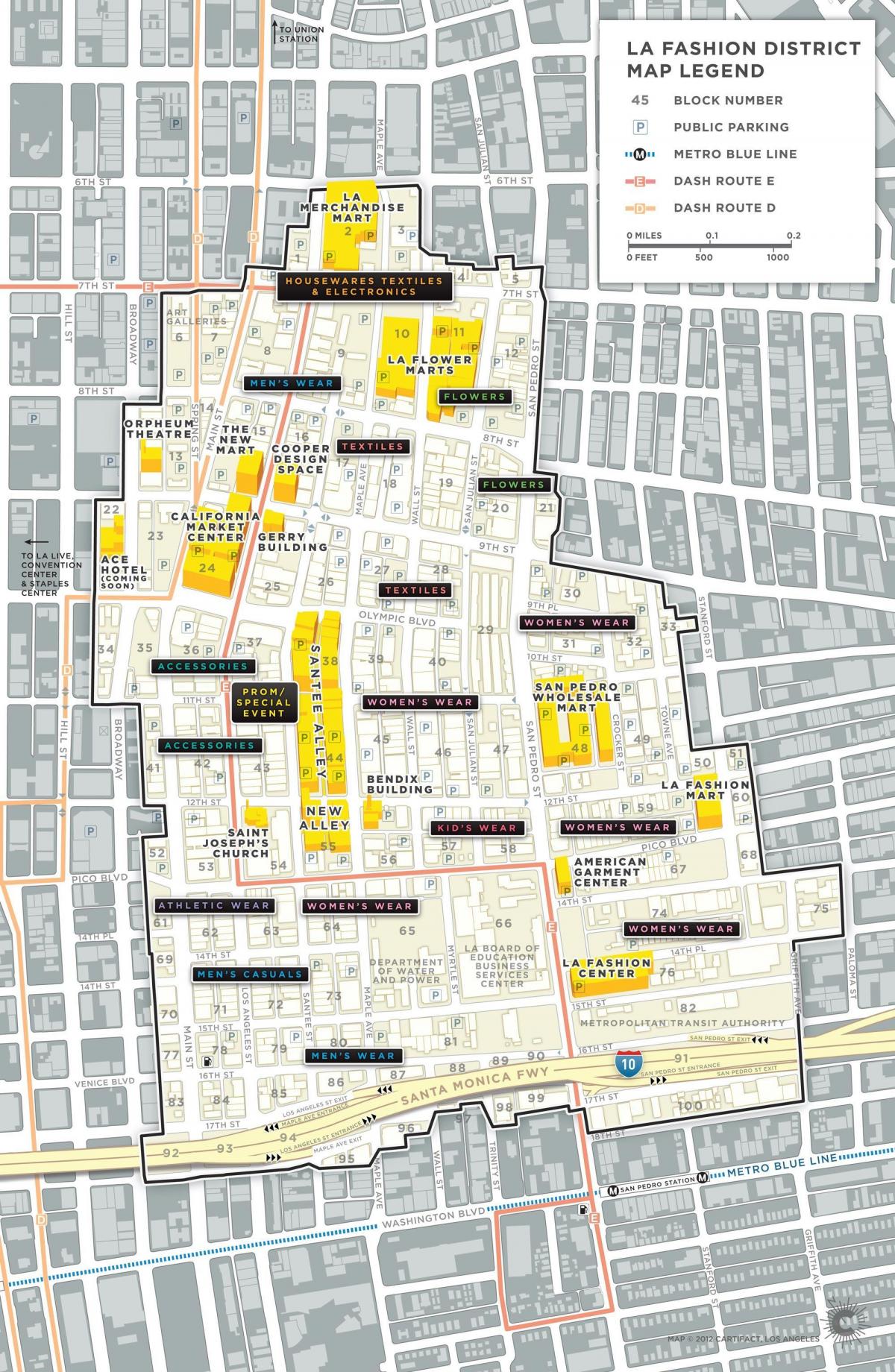 kaart van Los Angeles garment district