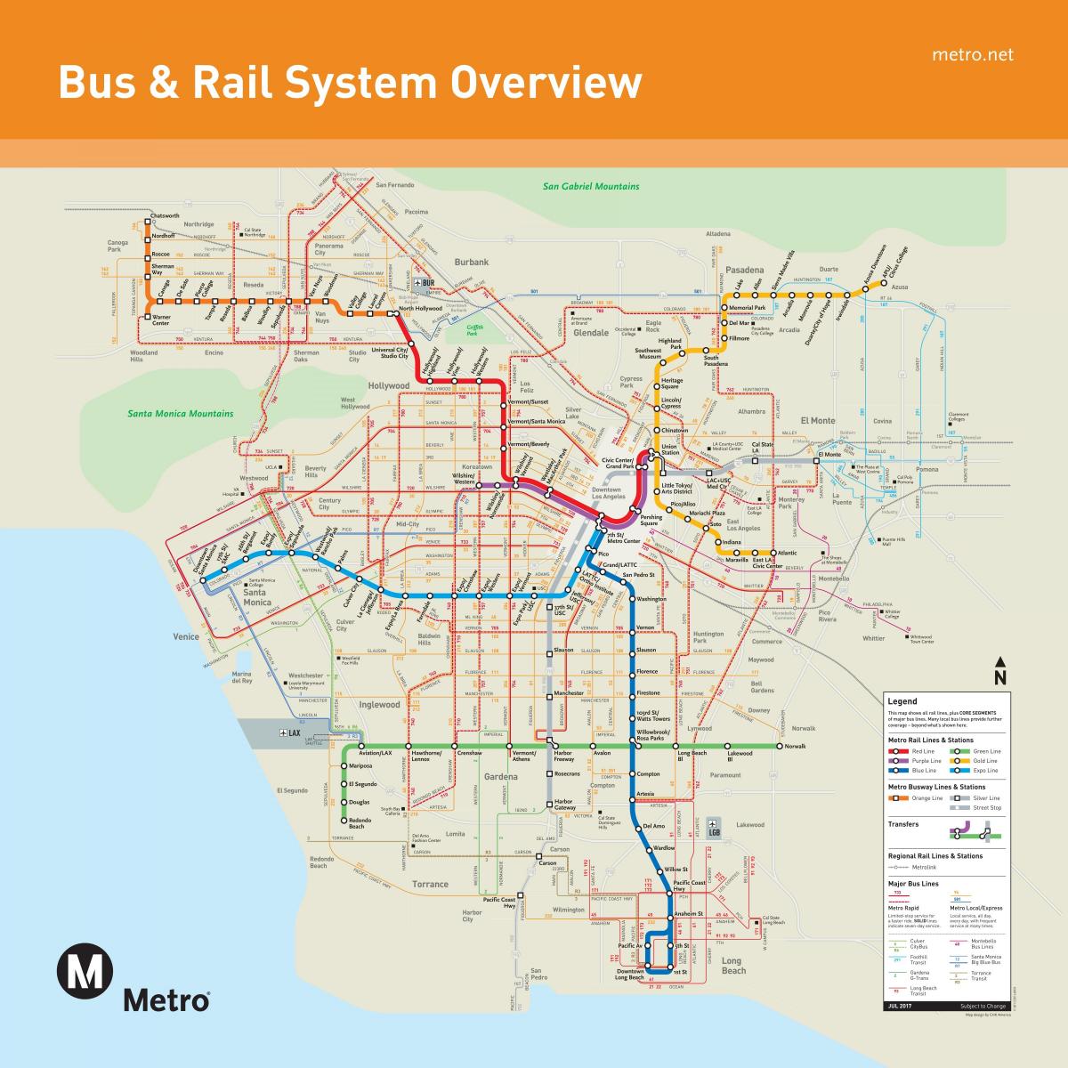 Los Angeles openbaar vervoer kaart