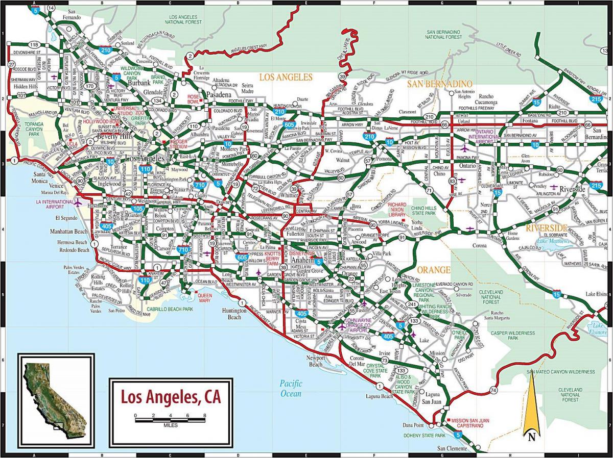kaart van Los Angeles weg