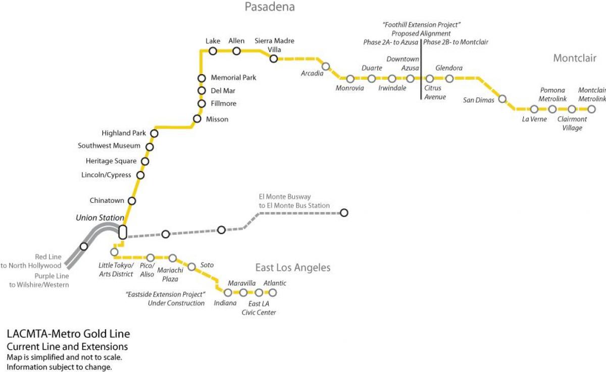 LA metro gold line kaart