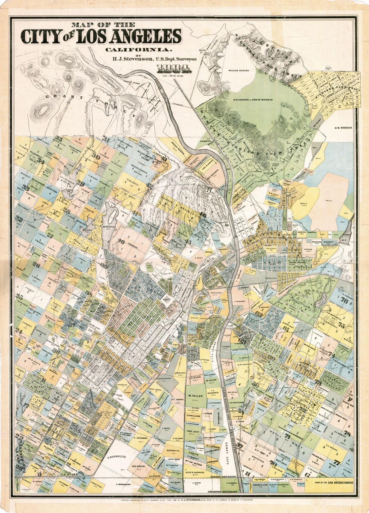 kaart van het oude Los Angeles