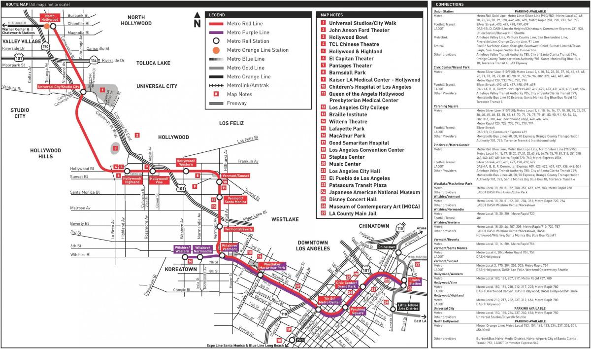 LA metro paarse lijn kaart