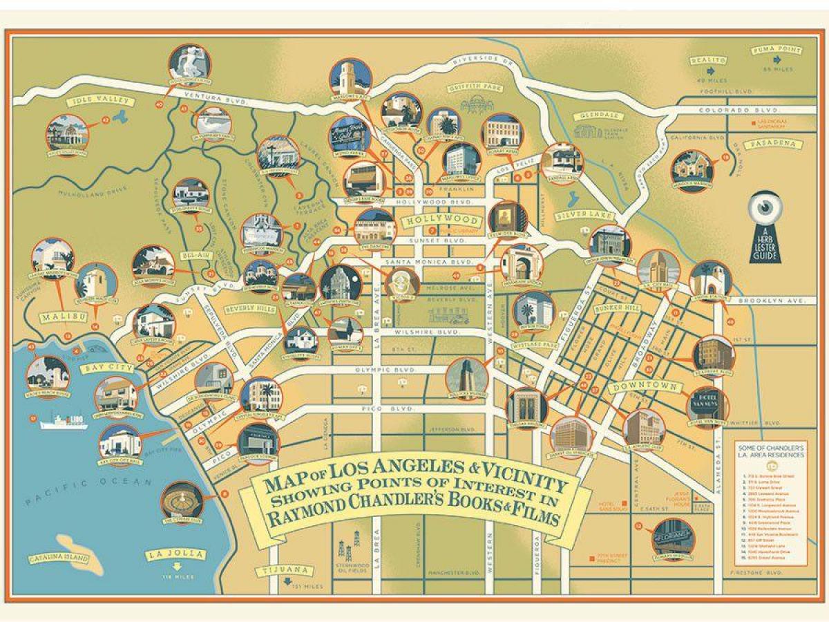 kaart van raymond chandler Los Angeles