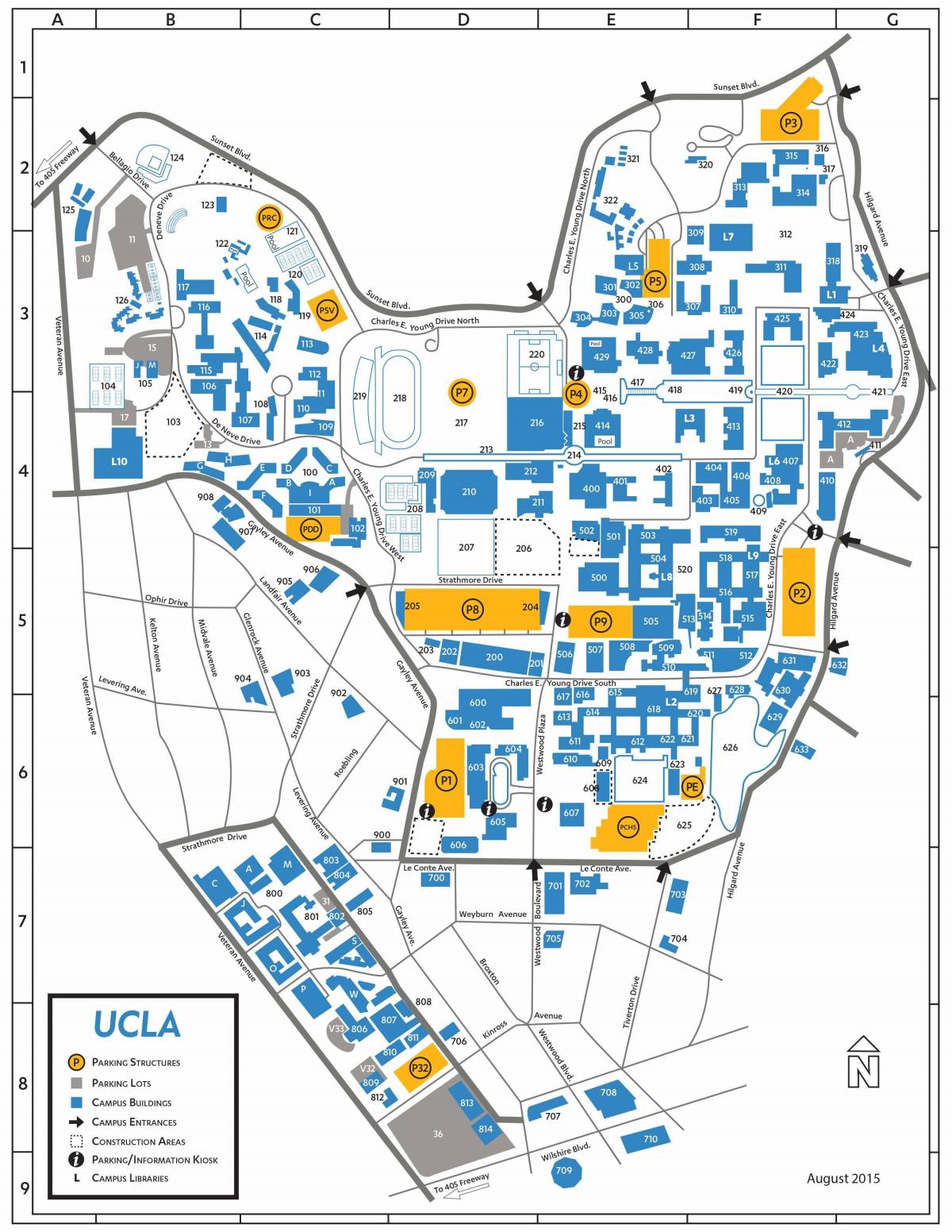 kaart van ucla parkeergelegenheid 