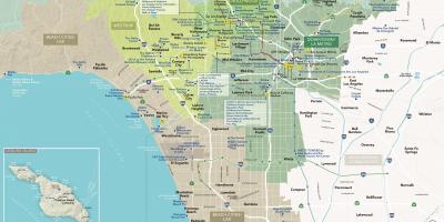 Gedetailleerde kaart van Los Angeles, californië