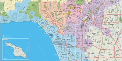 Kaart van grote kaart van Los Angeles