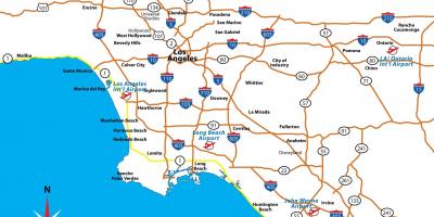 Kaart van californië luchthavens in de buurt van Los Angeles