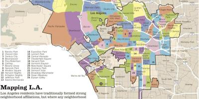 Kaart van de omgeving van Los Angeles wijken