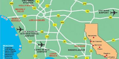 Los Angeles luchthavens in kaart
