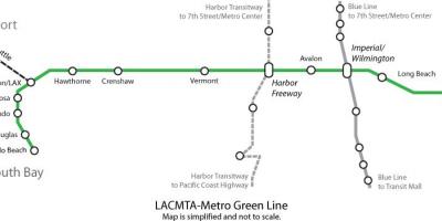 Metro (groene lijn) kaart Los Angeles