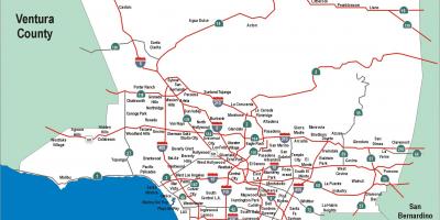 Los Angeles snelwegen kaart
